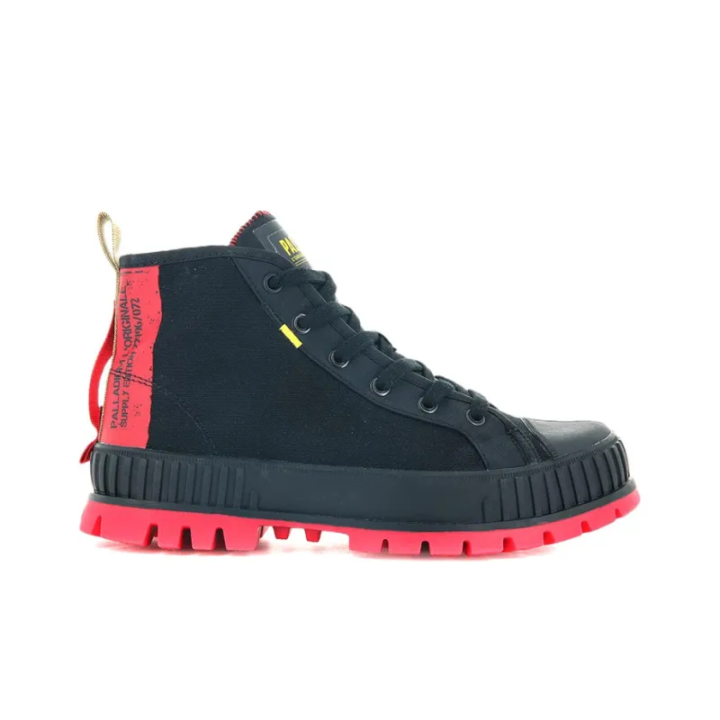 Palladium PALLABASE Supply Hi Anti-Slip And Wear-Resistant Breathable High-Top Canvas Shoes Unisex Black Pink-1