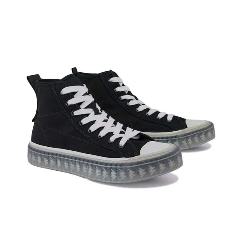 Kappa Anti Slip Wear Resistant High Top Canvas Shoes Unisex Black-3