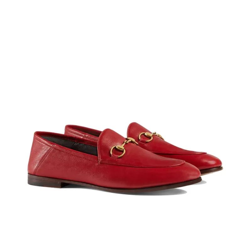 GUCCI Horsebit Slip On Loafer Red Leather-2
