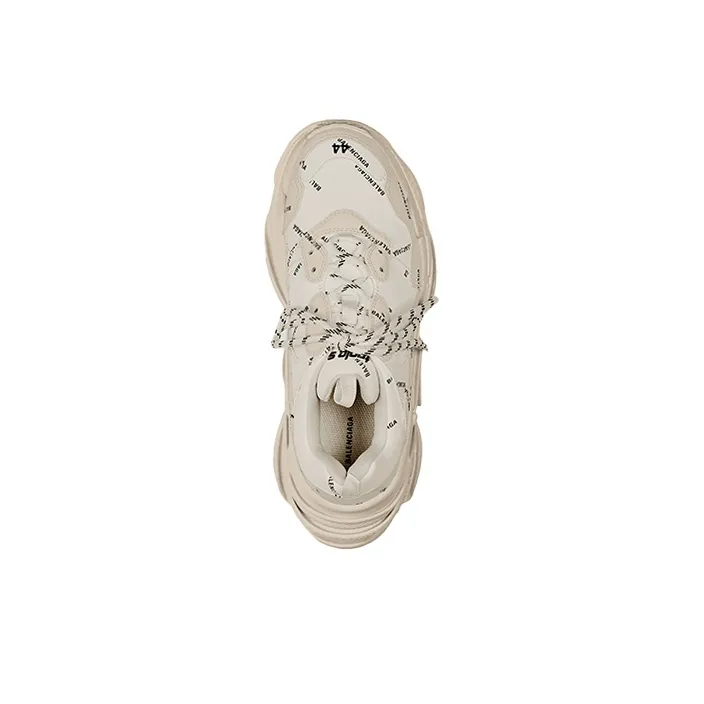 Balenciaga All Over Logo Triple S Beige Black-3