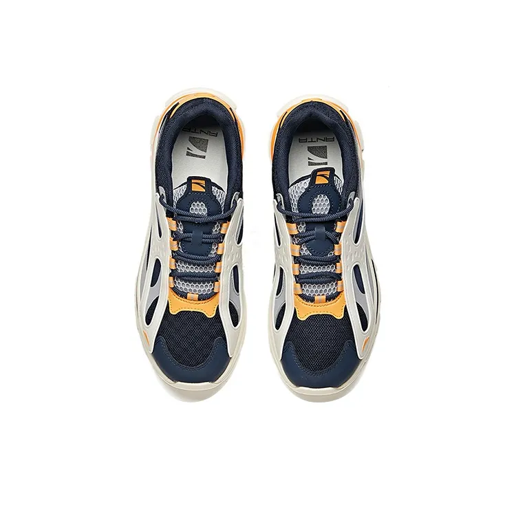 Anta Life Collection Cushioning Anti Slip Wear Resistant Breathability Low Top Chunky Sneakers Men's Blue Gray White-2
