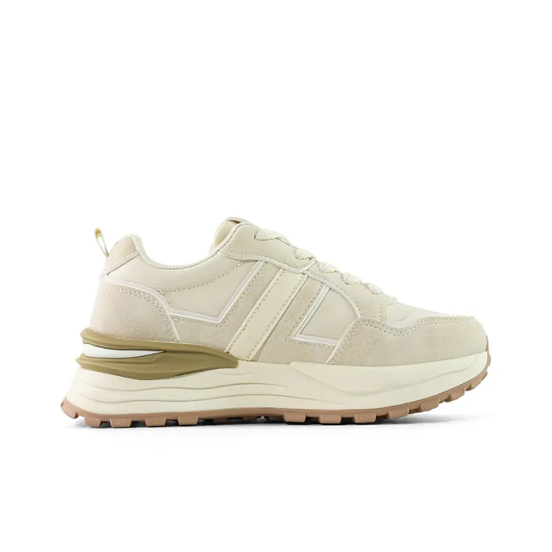 Warrior Low Top Chunky Sneakers Unisex Beige Brown-1