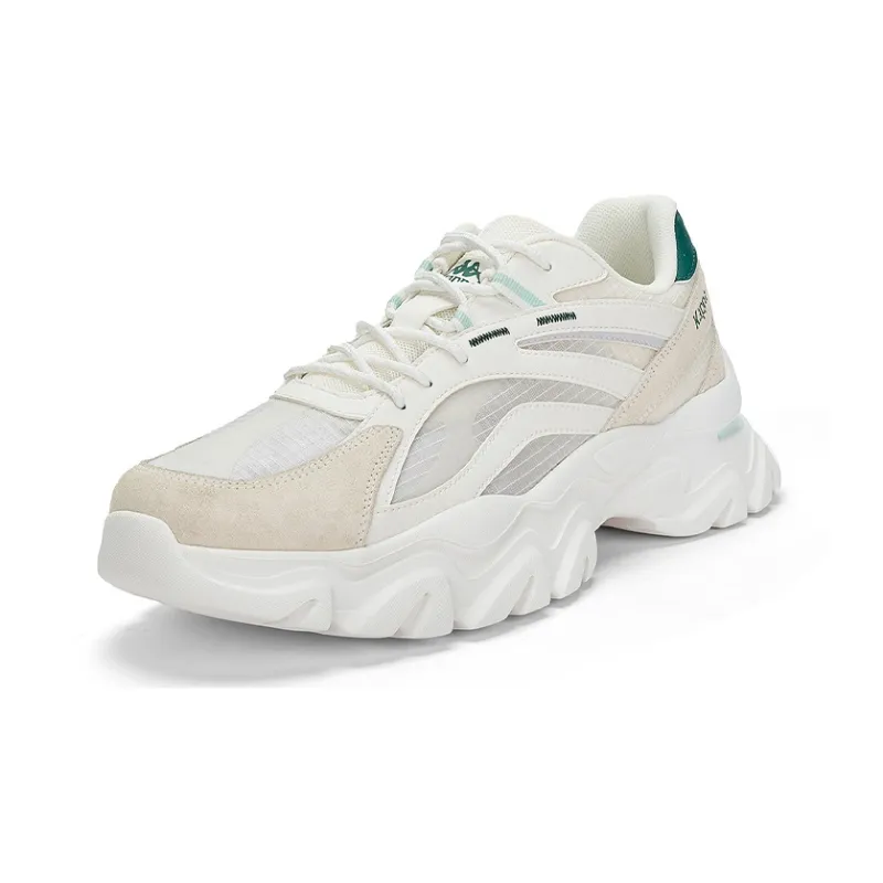 Kappa Anti-Slip Wear-Resistant Low-Top Chunky Sneakers Unisex White Gray-1