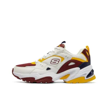 Skechers Stamina V2 Cushioning Anti Slip And Wear Resistant Low Top Chunky Sneakers Men's White Red