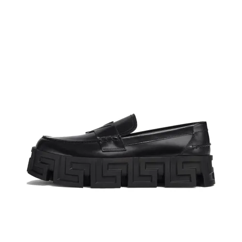 VERSACE Men's Leather Loafers Moccasins Greca Labyrinth