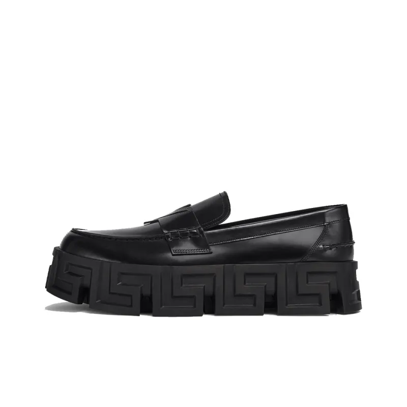 VERSACE Men's Leather Loafers Moccasins Greca Labyrinth-0