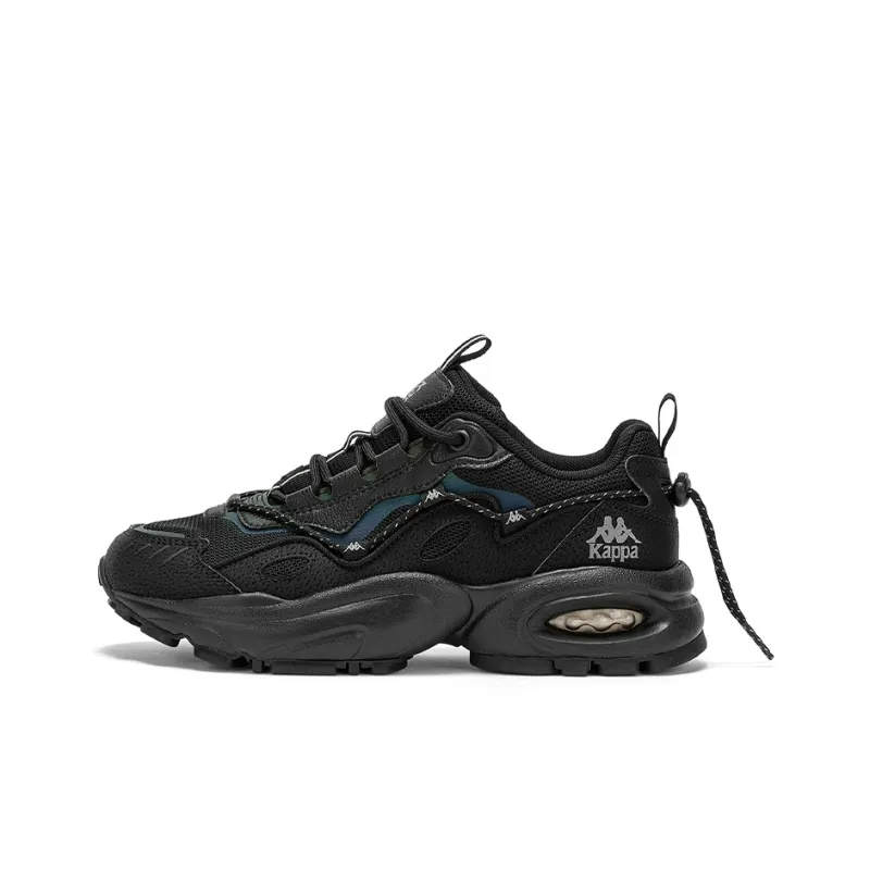 Kappa Cushioning Anti Slip And Wear Resistant Low Top Chunky Sneakers Unisex Black Silver-0