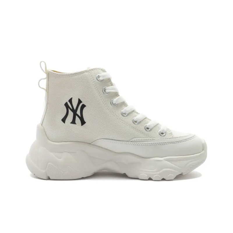 MLB Chunky High New York Yankees Wear Resistant Height Increasing High Top Canvas Shoes Unisex White-1