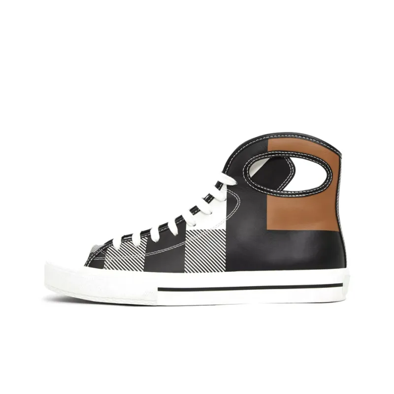 Burberry Larkhall High-Top Sneakers Check Print Leather-0