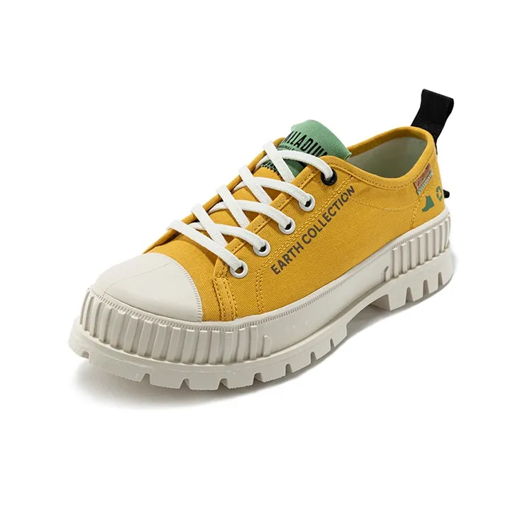 Palladium Pallshock Org Metro Breathable Low Top Canvas Shoes Unisex Mustard Yellow-1