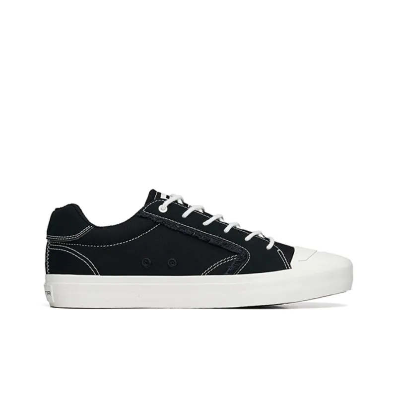 Anta Life Collection Anti Slip Wear Resistant Low Top Canvas Shoes Men's Black White-1