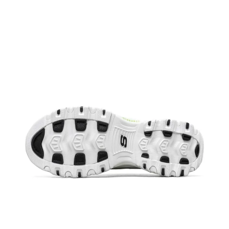 Skechers D'LITES 1.0 Cushioned Wear Resistant Breathable Low Top Chunky Sneakers Men's White Black Green-4