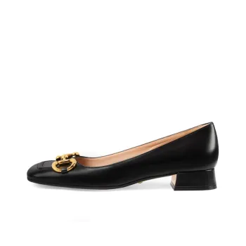 GUCCI Horsebit Ballet Flat Black Leather Women's