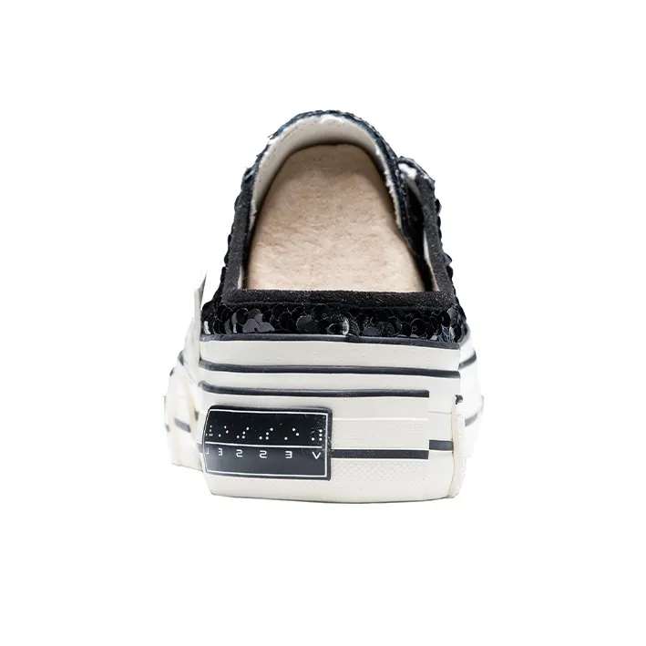 VESSEL G.O.P Slip On 'Racer Pointy' Canvas Shoes Unisex Black Silver-3