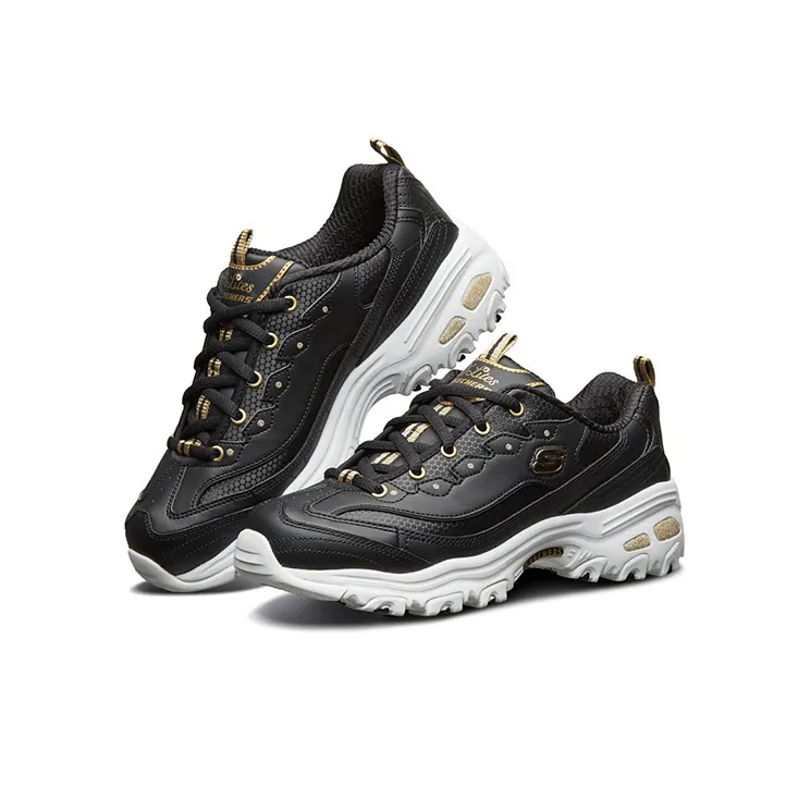 Skechers D'Lites Low Top Daddy Shoes Black/Gold Women's-2