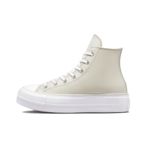 Converse Chuck Taylor All Star Lift Platform Pearl Patch Anti-Slip Wear-Resistant High-Top Canvas Shoes Women's Ecru