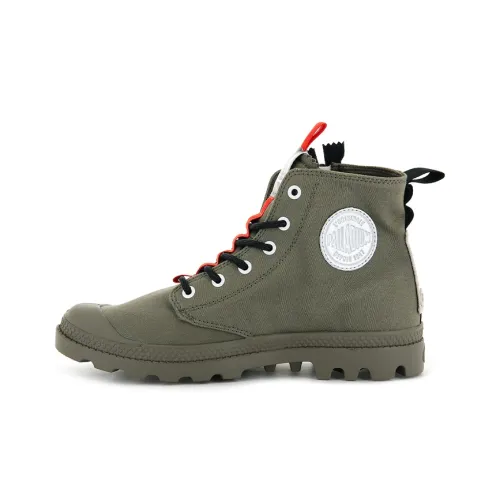 Palladium Pampa Hi Ticket To Earth Anti-Slip Wear-Resistant High-Top Canvas Shoes Unisex Army Green