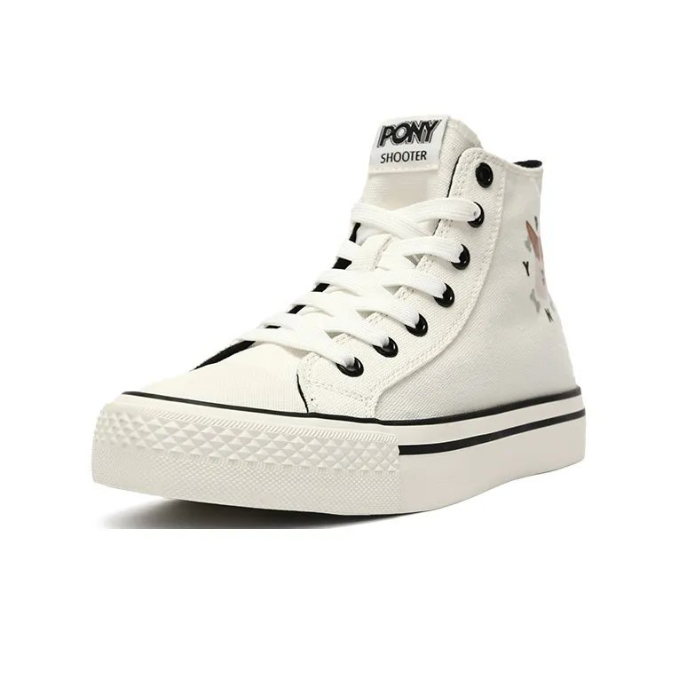 PONY Shooter Abrasion Resistant High Top Canvas Shoes Unisex Raw White-1