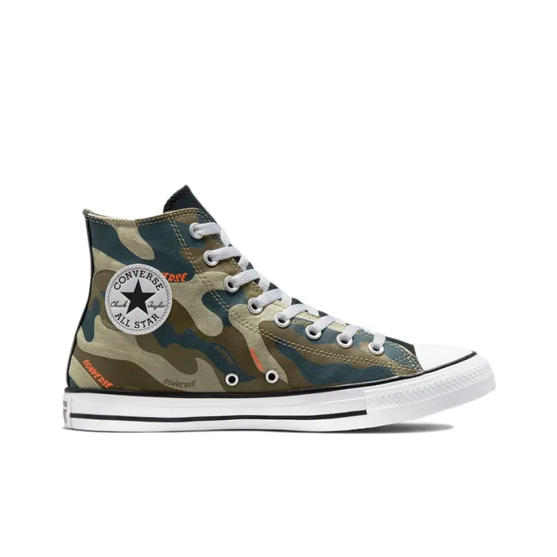 Converse All Star Chuck Taylor Anti-Slip Wear-Resistant High-Top Canvas Shoes Unisex Camouflage Green-1
