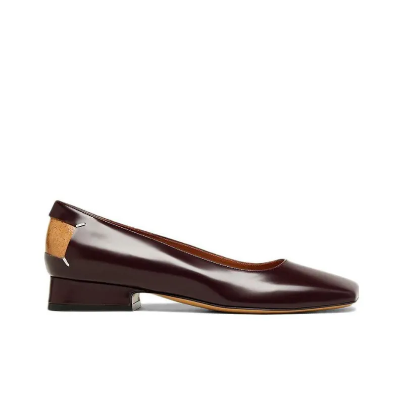 Maison Margiela Replica Chunky Heel Ballet Shoes Women's Dark Brown-1