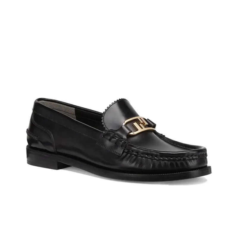 FENDI O'Lock Casual Single Shoes Women's Black-2