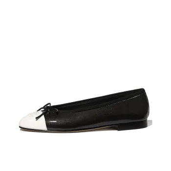 CHANEL Flat Casual Shoes Women's Black White