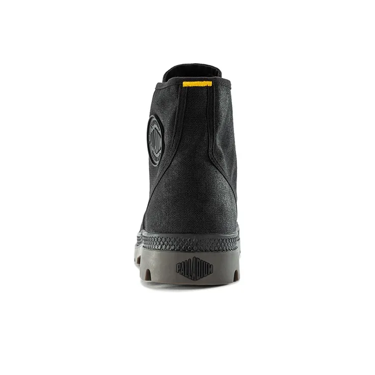 Palladium Pampa Anti Slip Wear Resistant Breathable Water Resistant Cushioning High Top Canvas Shoes Unisex Black-3