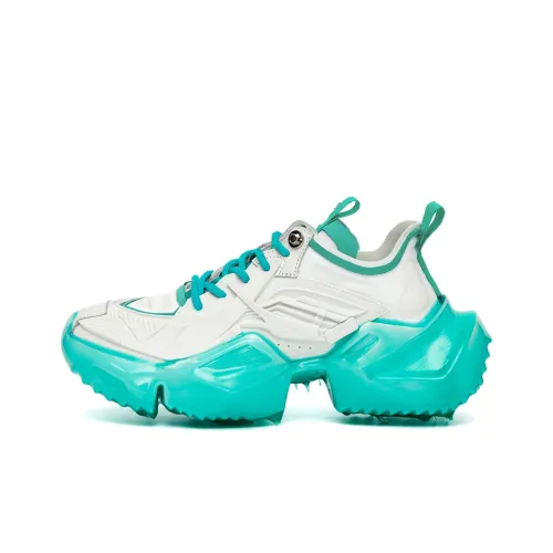 OGR Mecha Classic Chunky Sneakers Unisex Low-Top Aurora Green/White