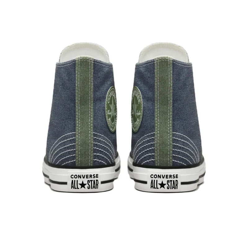 Converse Chuck Taylor All Star Expressive Craft Anti-Slip Wear-Resistant High-Top Canvas Shoes Unisex Marine Blue-4