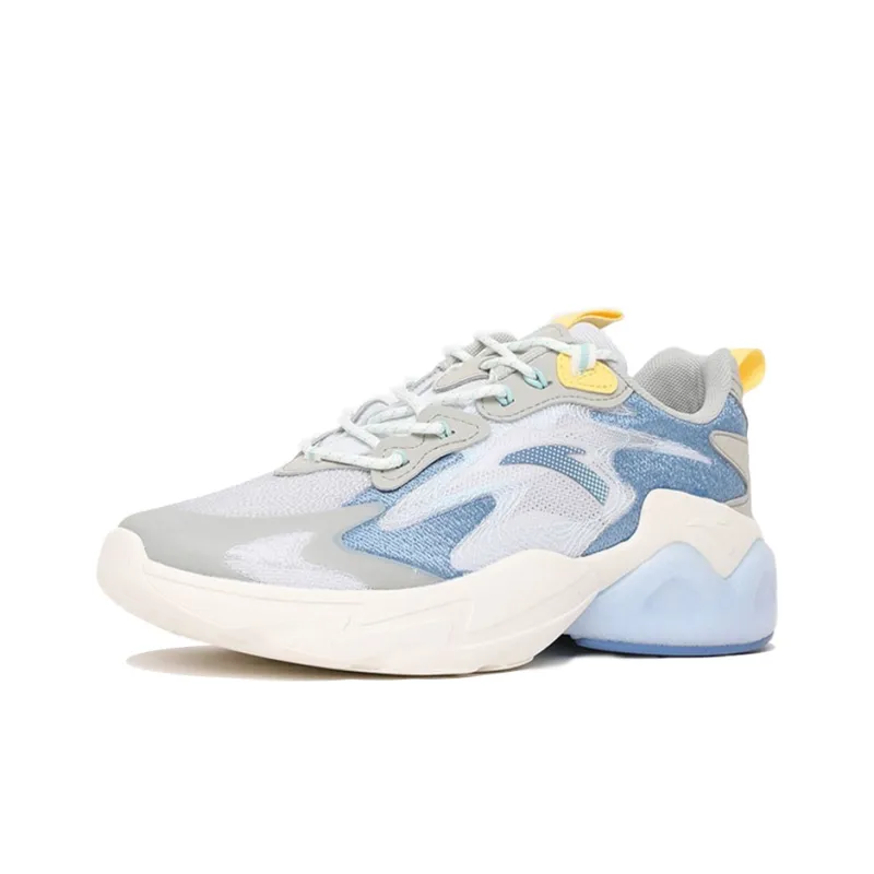 ANTA Chunky Sneakers Men Low Top Sand Grain Gray/Vintage Blue/Light Clear Gray-1