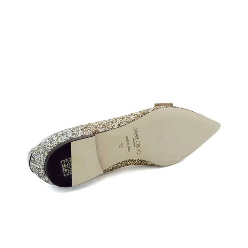 Jimmy Choo Gala Zhou Yangjie Casual Single Shoes Women's Gold-4