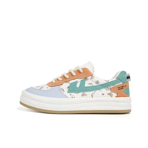 WARRIOR Canvas Shoes Women's Low-Top White/Orange/Green