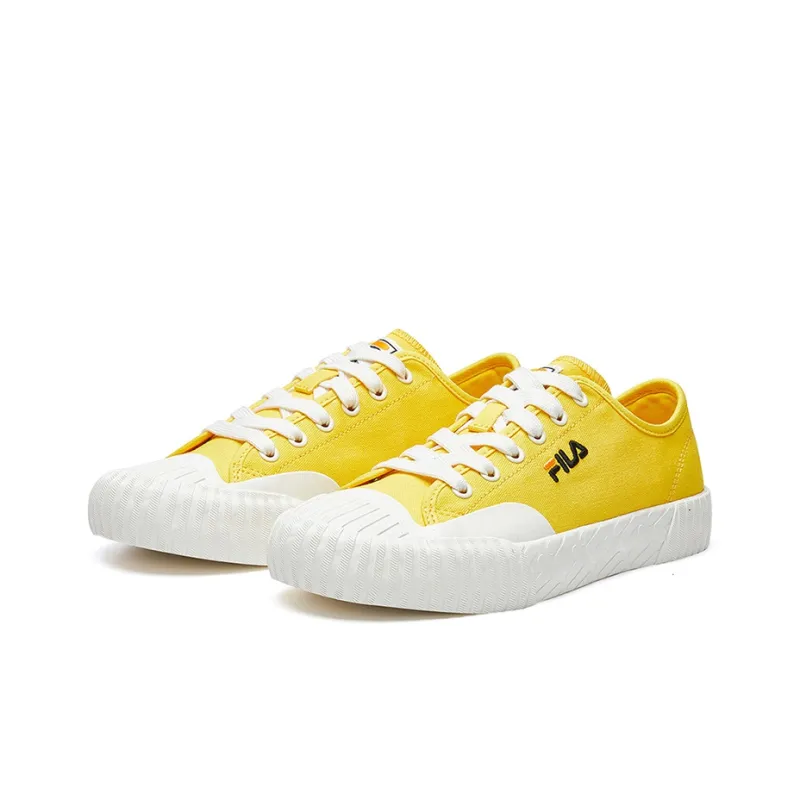 FILA FUSION Carve Wear Resistant Low Top Canvas Shoes Women's Yellow White-2