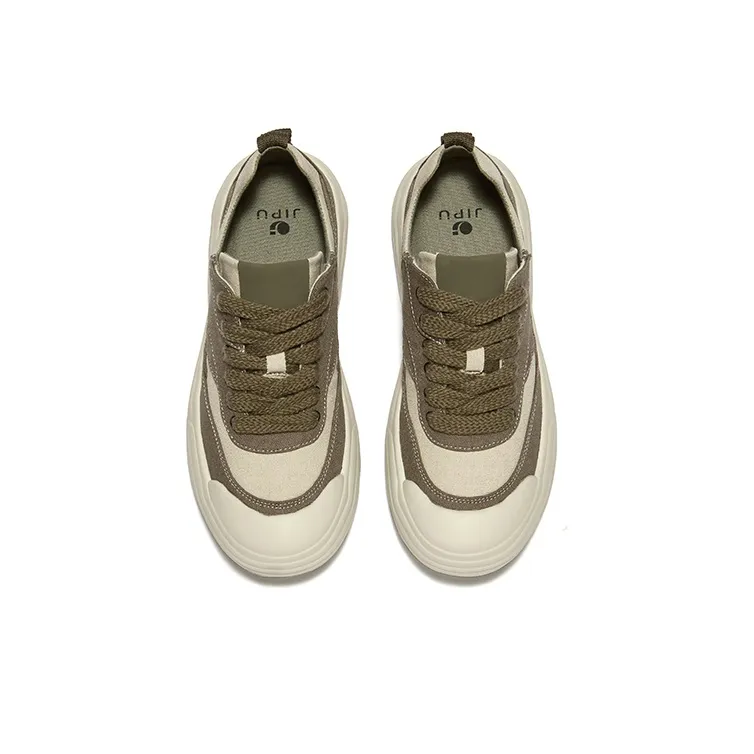 JIPIAO Low Top Canvas Shoes Unisex White Khaki Please Order One Size Down-3