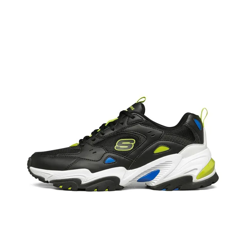Skechers Stamina V2 Cushioning Anti-Slip Wear-Resistant Breathability Low-Top Chunky Sneakers Men's Black Yellow Blue-0
