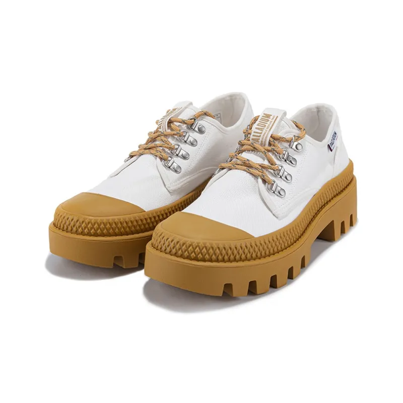 Palladium Pampa PampaMtLo Wear Resistant Low Top Canvas Shoes Unisex Bright White Orange Yellow-1