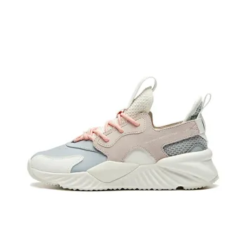 ANTA Chunky Sneakers Women's Low Top Mist Gray/Lotus Gray/Ivory White/Pink