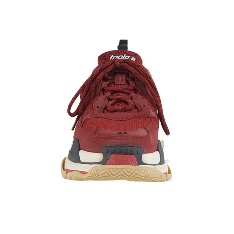 Balenciaga Triple S Low-Top Chunky Sneakers Men's Red Black-2