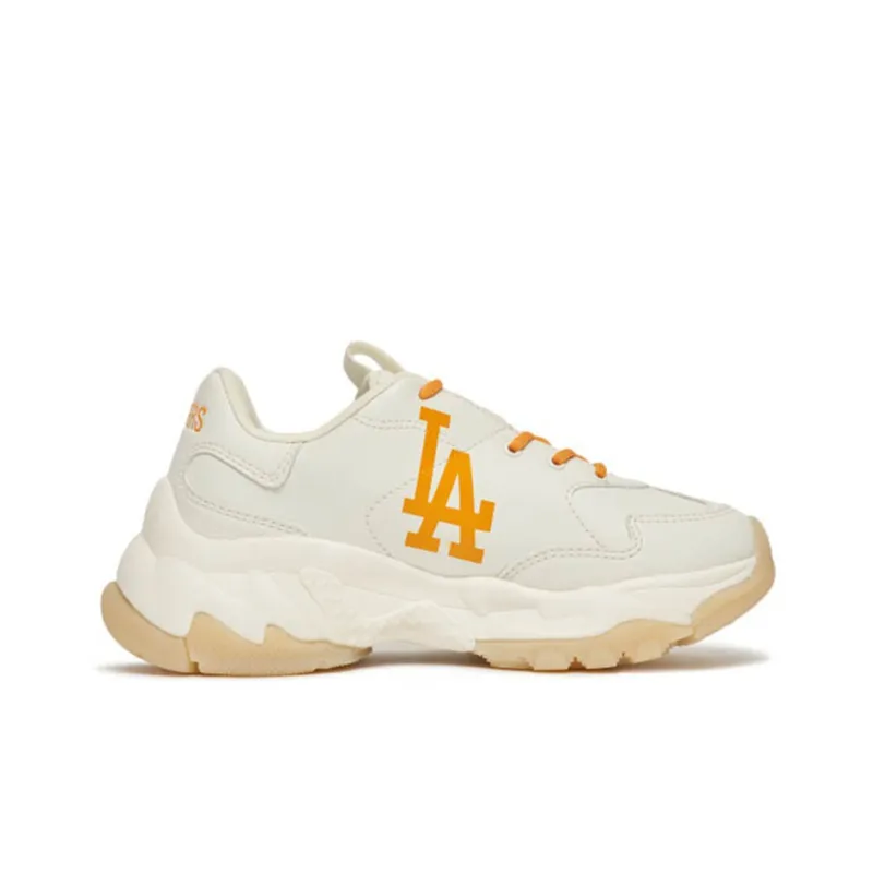 MLB Big Ball Chunky Pixel LA Cushioning Anti Slip And Wear Resistant Low Top Chunky Sneakers Unisex White Orange-1