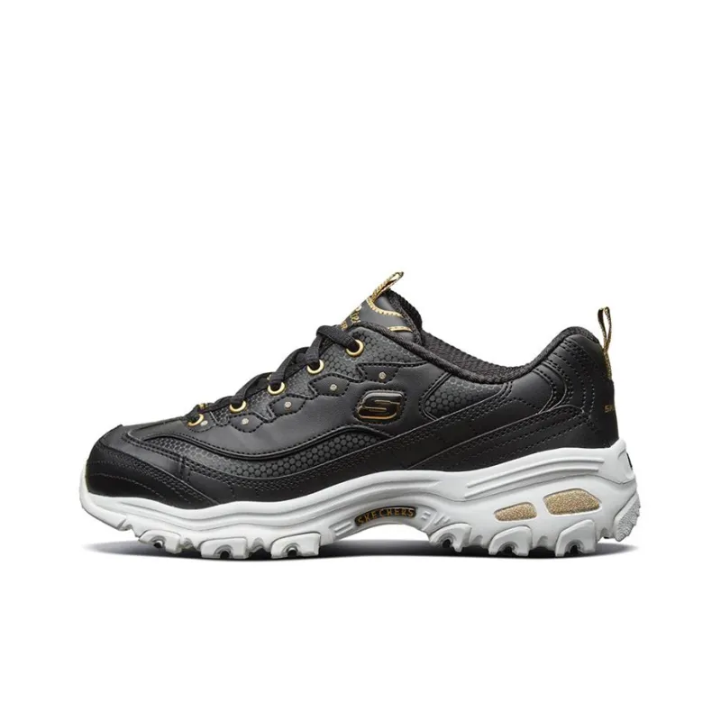 Skechers D'Lites Low Top Daddy Shoes Black/Gold Women's-0