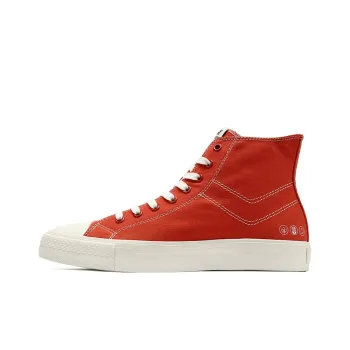 PONY Anti-Slip And Wear-Resistant Coverage High-Top Canvas Shoes Unisex Orange Red