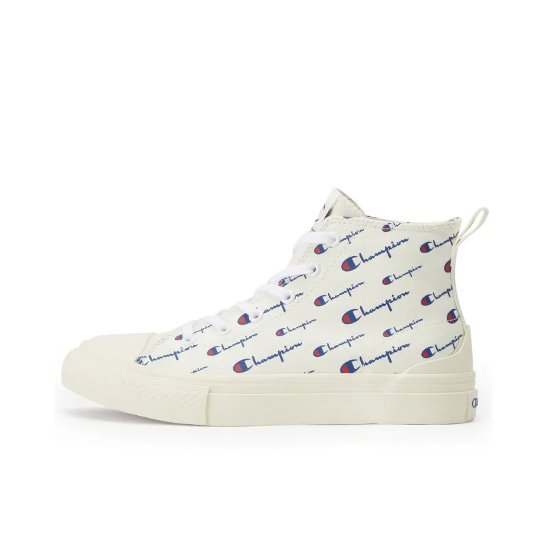 Champion Campus Anti-Slip Wear-Resistant High-Top Canvas Shoes Unisex White-0