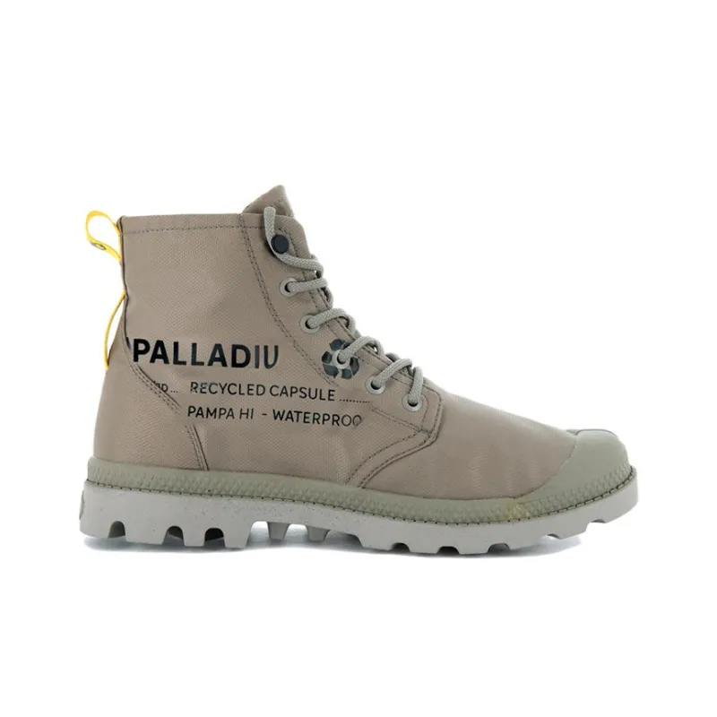 Palladium Pampa Rcycl WP+ 2 Wear-resistant And Waterproof High-Top Canvas Shoes Unisex Taupe-1