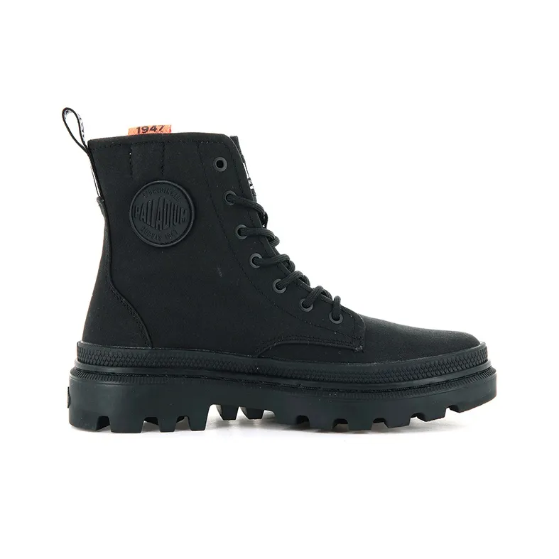 Palladium Pallatrooper Zip Anti-Slip Wear-Resistant High-Top Canvas Shoes Women's Black-1