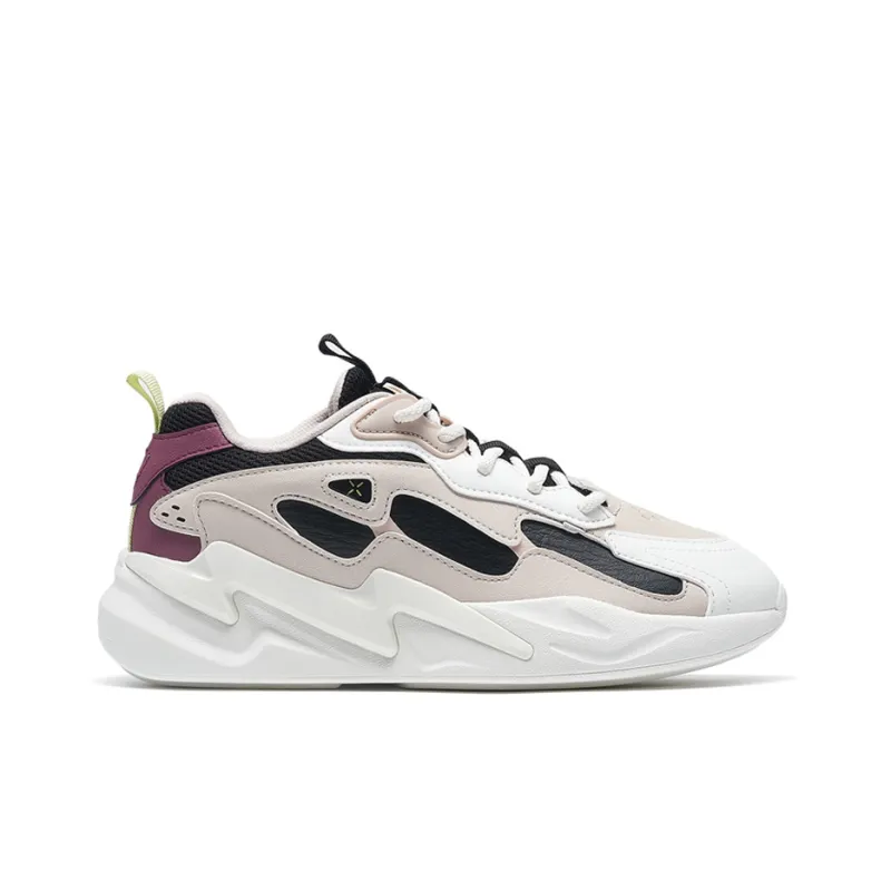 XTEP Chunky Sneakers Women's Low Top Black Rice-1