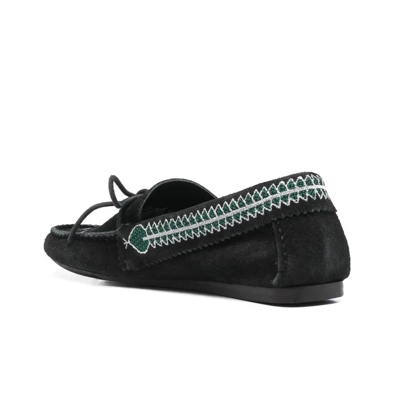 ISABEL MARANT Embroidered Suede Loafers-3