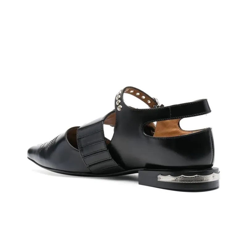 Toga Pulla Buckled Leather Ballerina Shoes-3
