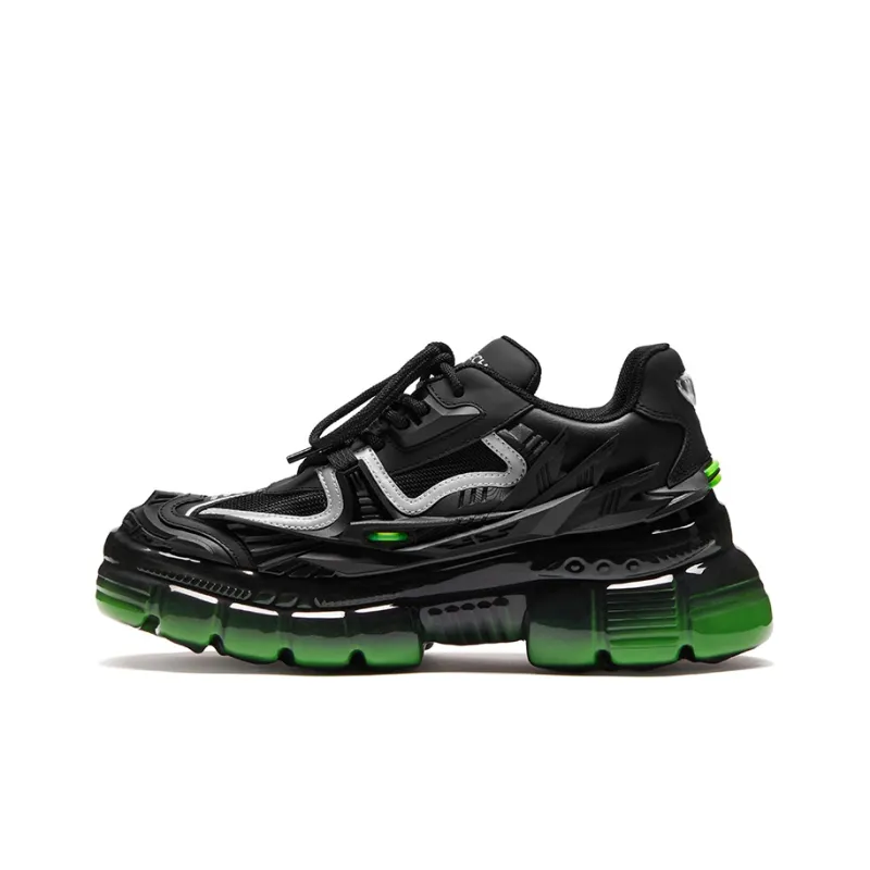 OGR Chunky Sneakers Unisex Low Top Gloss Feather Black-0