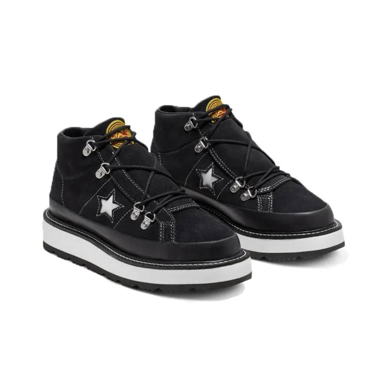 Converse Fleece Lined Boot One Star Thick Sole Black White Women's-2