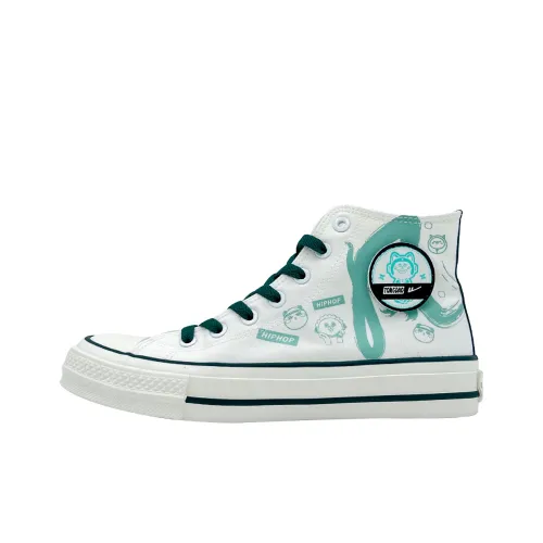 WARRIOR Canvas Shoes Unisex High-Top White/Green